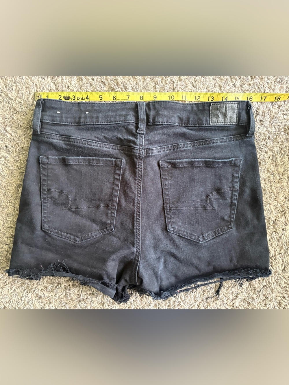 American Eagle Next Level Stretch Black Frayed Denim Cutoff Shorts Size 10